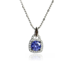 Juego de Pendiente y Aretes de Diamantes de Chocolate con Tanzanita y Plata