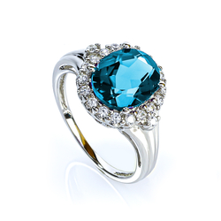 Oval Cut Topacio Azul Silver Ring