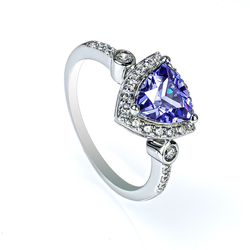 Tanzanite Trillion Cut 925 Silver Ring