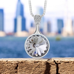 Collar de Circulo Color Blanco de Cristal Swarovski