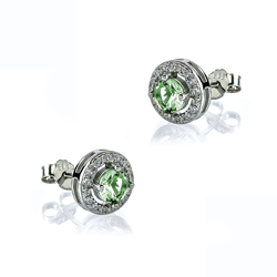 Round Cut Halo Solitaire Zultanite .925 Silver Earrings