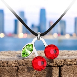 Collar Swarovski de Cerezas Color Rojo