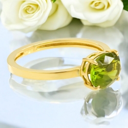 Anillo de Peridoto Genuina en Oro de 14K