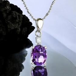 Dije de Amatista Solitario Con Plata de Ley 925