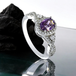 Anillo de Amatista en Plata .925 7 mm x 5 mm