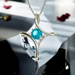 Cruz de Plata Con Aguamarina