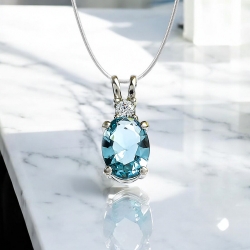 Dije Solitario Aguamarina en Plata de Ley .925