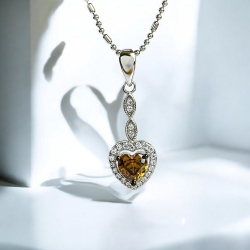 Juego de Chocolate Diamond Aretes y Dije Con Plata