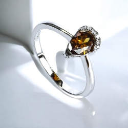 Sterling Silver Anillo de Diamante Chocolate