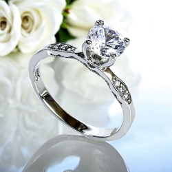 7 mm Anillo de Boda Solitario en Plata .925