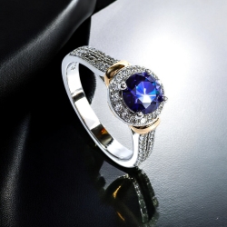 Anillo de Plata Sterlina 925 Con Tanzanita Corte Brillante