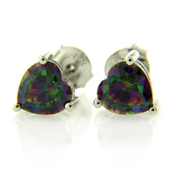 Heart Cut Mystic Topaz Fashion .925 Sterling Silver Earrings