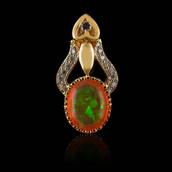 14K Gold Plated Quality Fire Opal Pendant