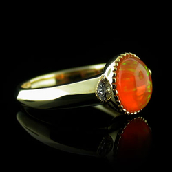 14K Gold Plated Quality Fire Opal Ring