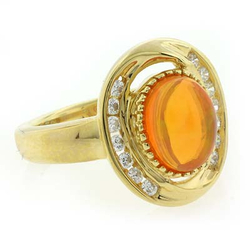 14K Gold Plated Quality Fire Opal Ring