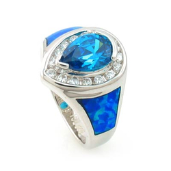 Hermoso Anillo de Topacio Azul en Plata Esterlina