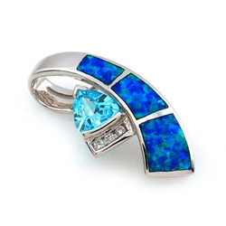 Australian Opal Pendant with Blue Topaz