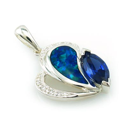 Dije de Tanzanita y Ópalo Azul en Plata .925