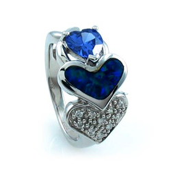 Heart Shape Opal Ring with Tanzanite