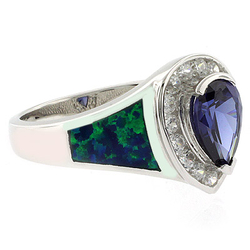 Elegant Opal and Tanzanite Ring