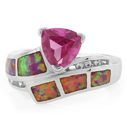 Zafiro y Opalo Rosa en Anillo de Plata