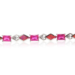 Pulsera Elegante de Plata de Ley .925 con Zafiro y Opalo Australiano Rosa