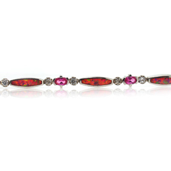 Pulsera de Plata de Ley .925 con Zafiro y Opalo Rosa