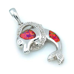 Pink Australian Opal Dolphin Pendant