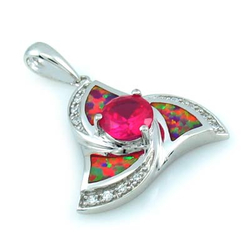 Pink Australian Opal with Pink Sapphire Pendant