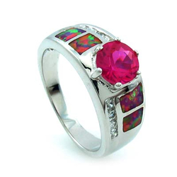 Elegant Pink Opal Ring with Pink Sapphire