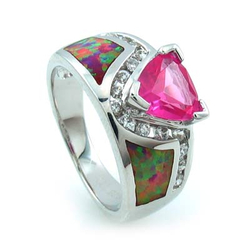 Australian Opal Ring with Pink Sapphire