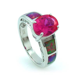 Anillo de Plata con Opalo y Zafiro Rosa