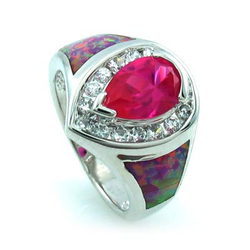 Anillo de Plata con Zafiro y Opalo Rosa