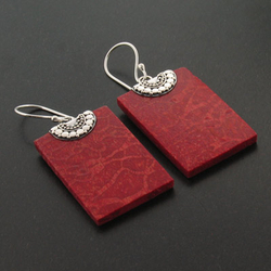 Sterling Silver Genuine Red Coral Earrings