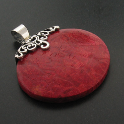 Sterling Silver Genuine Red Coral Pendant