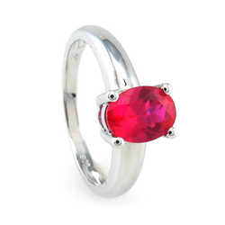 Solitaire .925 Silver Red Ruby Ring