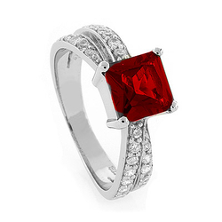 Fashion Sterling Silver Red Ruby Ring