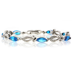 Blue Topaz Silver Bracelet Trillion Cut