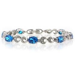 Blue Topaz Silver Bracelet Trillion Cut