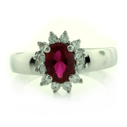 Anillo de Rubí Rojo en Plata Fina