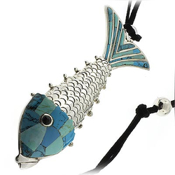 Sterling Silver Hand Made Turquoise Fish Pendant