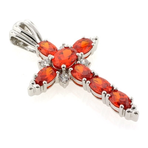 Dije de Cruz con Ópalo de Fuego en Plata .925