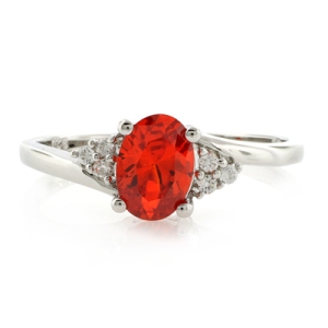 Elegante Anillo de Opalo Rojo en Plata .925