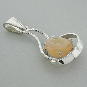 Dije de Plata .925 con Ópalo Blanco Mexicano