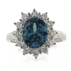 Anillo de Alejandrita Azul a Verde en Plata .925