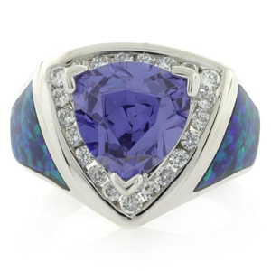 Anillo de Plata con Opalo Australiano y Tanzanita