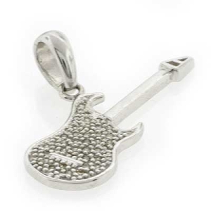 Dije de Guitarra en Plata Fina .925 con Diamantes Reales