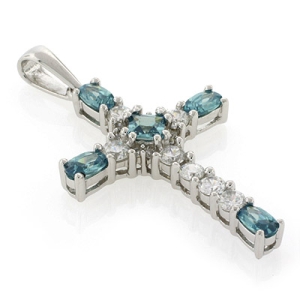 Silver Cross Alexandrite Pendant