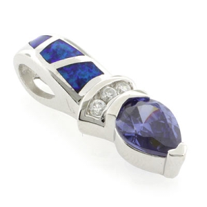 Hermoso Dije de Tanzanita y Ópalo Australiano en Plata de Ley