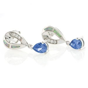 Aretes de Plata .925 con Gemas de Alejandrita y Ópalo